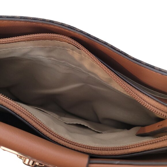 Jones New York Brown Signature Monogram Vinyl Crossbody Shoulder Bag W/Adj strap - Picture 6 of 12